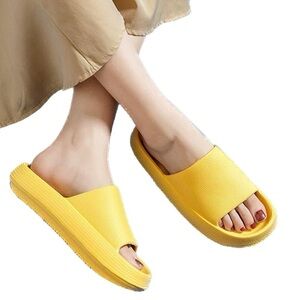 Yellow Sizes 5.5-9 Cushion Foam Single Band Slides Pool Shower Shoes